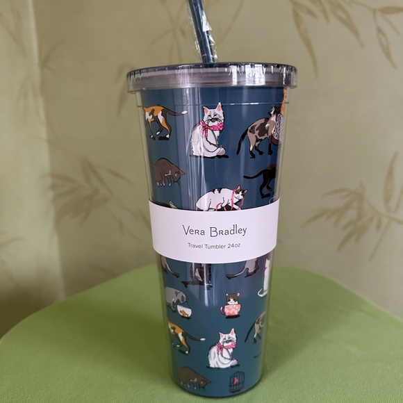COPY - VERA BRADLEY CAT'S MEOW TRAVEL TUMBLER:NWT CATS - Picture 2 of 8
